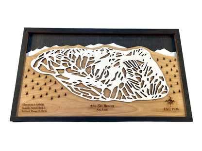 Alta Ski Resort Wooden Trail Map