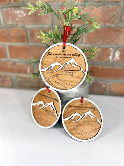 The Mountains Are Calling Christmas Tree Ornament - Customizable