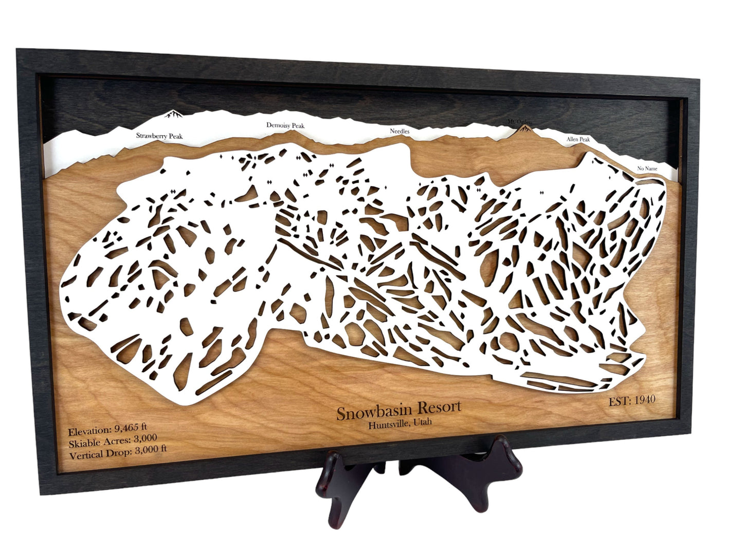 Snowbasin Ski Resort Wooden Trail Map