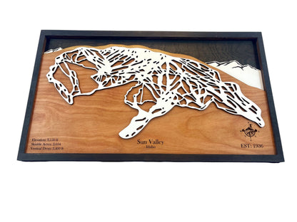 Sun Valley Ski Resort Wooden Trail Map