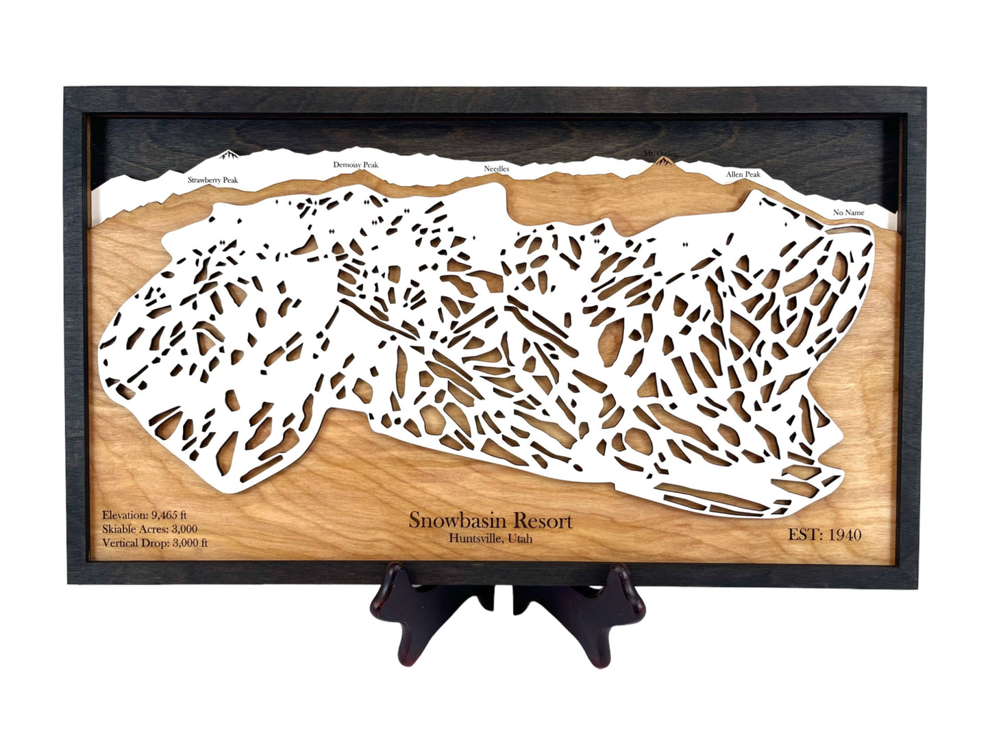 Snowbasin Ski Resort Wooden Trail Map
