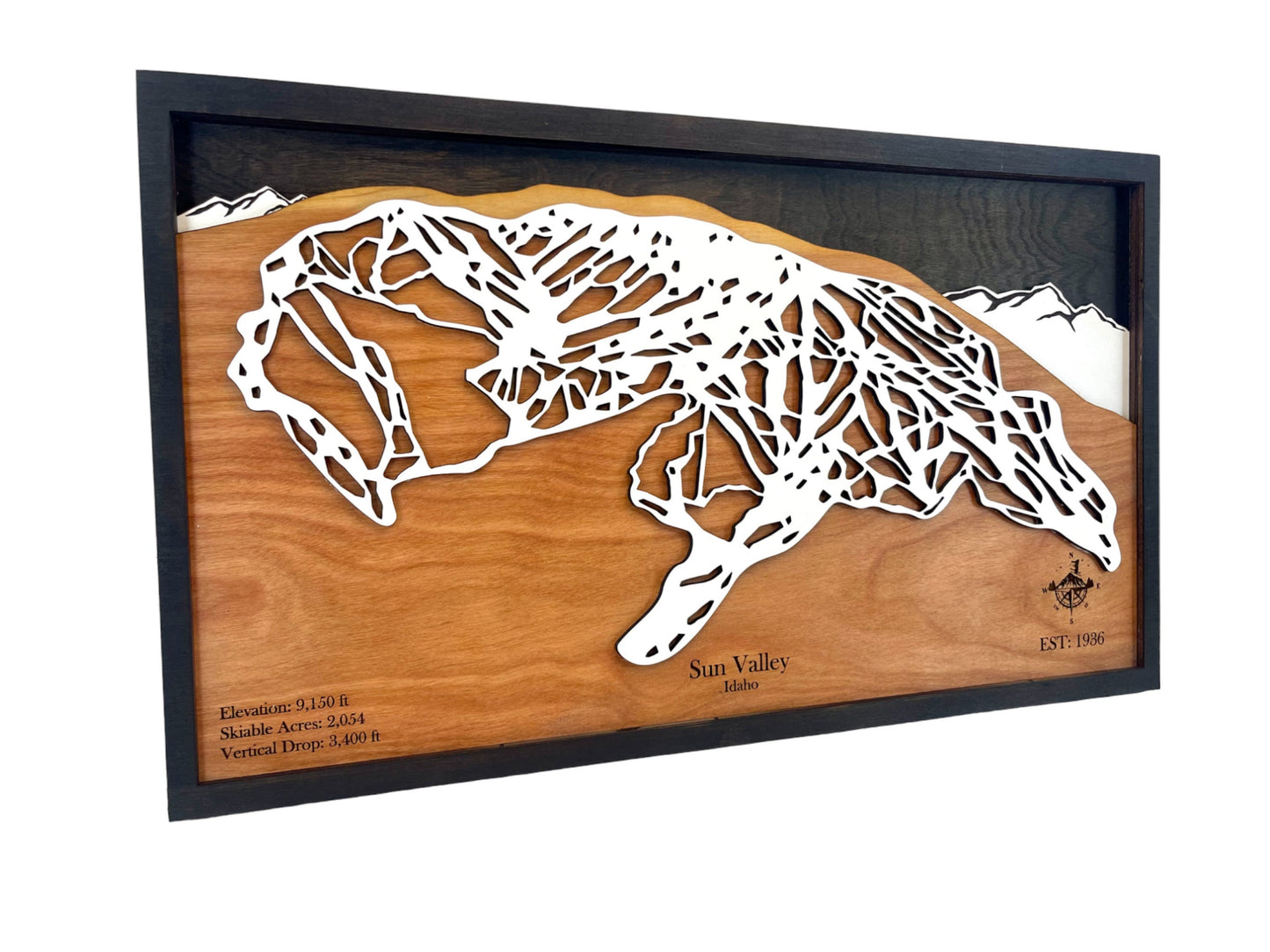 Sun Valley Ski Resort Wooden Trail Map