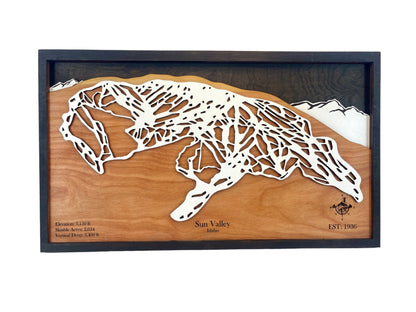 Sun Valley Ski Resort Wooden Trail Map