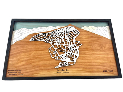 Revelstoke Ski Resort Wooden Trail Map
