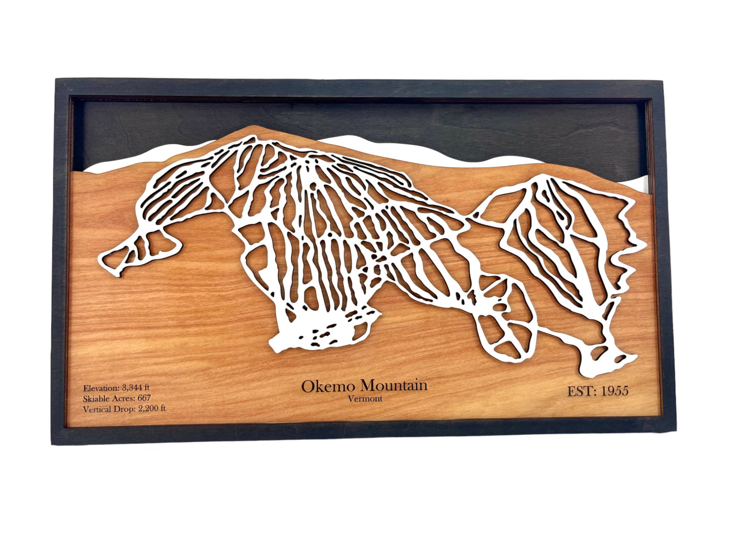 Okemo Mountain Wooden Trail Map