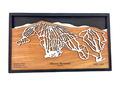 Okemo Mountain Wooden Trail Map