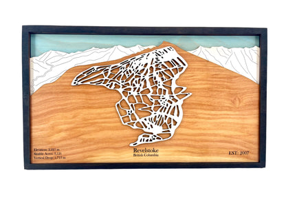 Revelstoke Ski Resort Wooden Trail Map