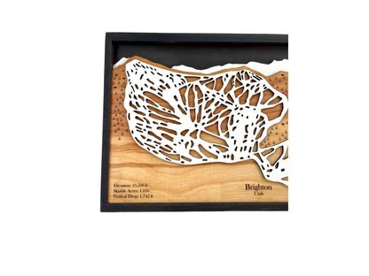 Brighton Ski Resort Wooden Trail Map