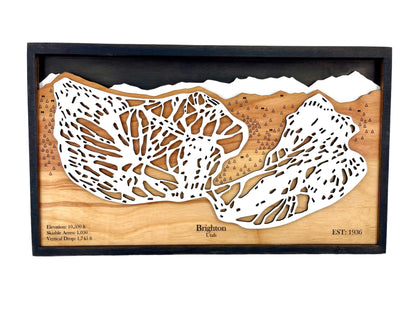 Brighton Ski Resort Wooden Trail Map