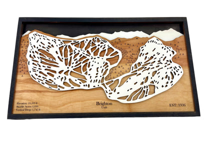 Brighton Ski Resort Wooden Trail Map