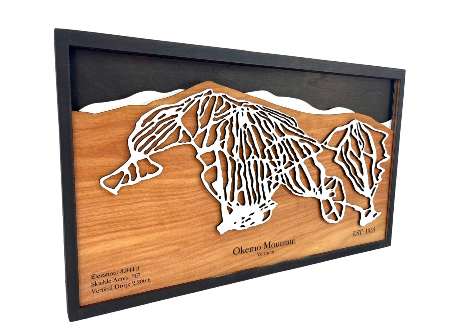 Okemo Mountain Wooden Trail Map