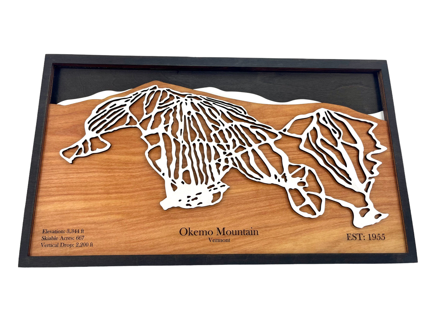 Okemo Mountain Wooden Trail Map