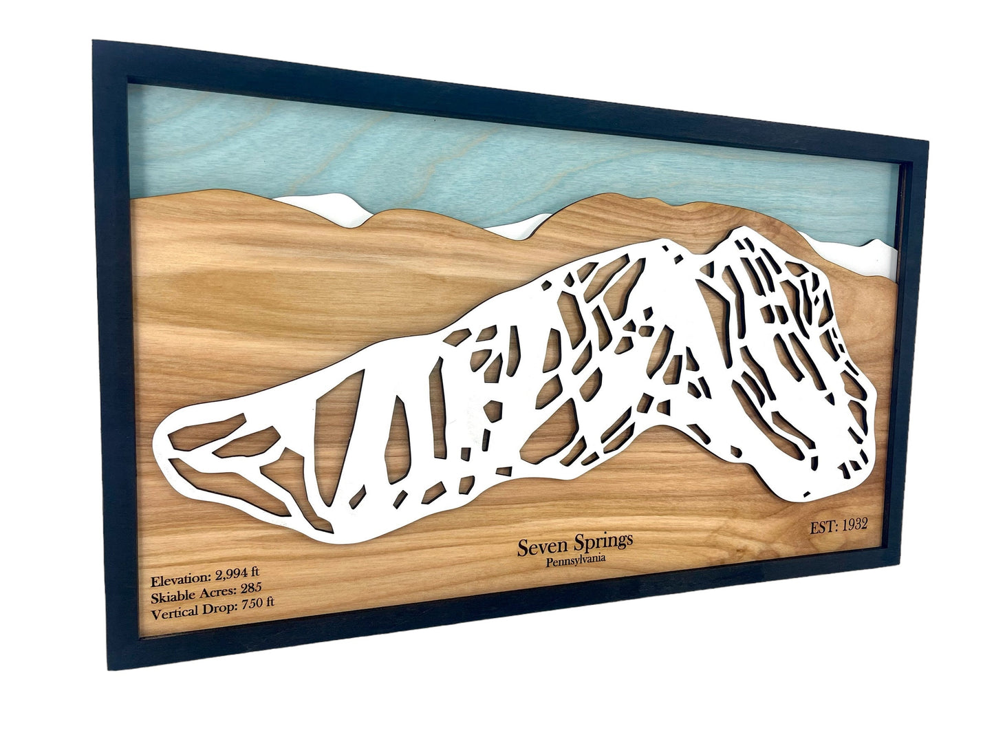 Seven Springs Ski Resort Wooden Trail Map
