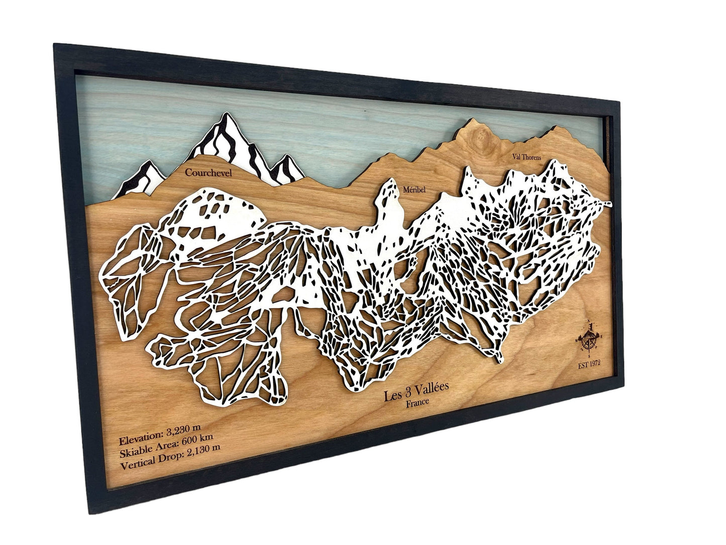 Les 3 Vallées Wooden Trail Map