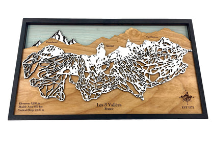 Les 3 Vallées Wooden Trail Map
