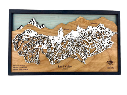 Les 3 Vallées Wooden Trail Map