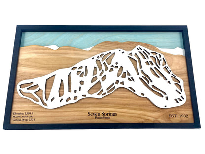 Seven Springs Ski Resort Wooden Trail Map