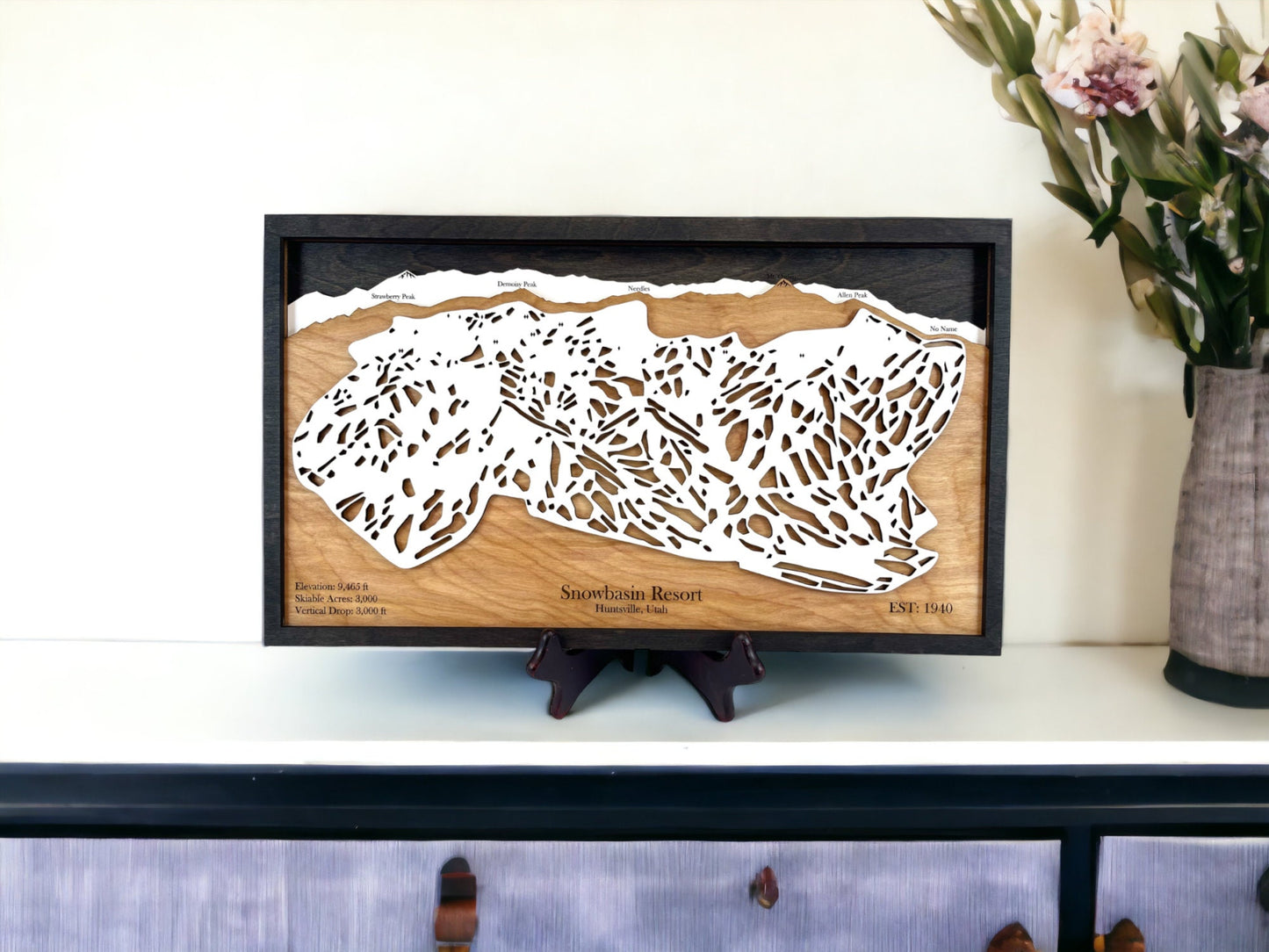 Snowbasin Ski Resort Wooden Trail Map