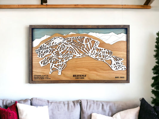 Heavenly Ski Resort Wooden Trail Map