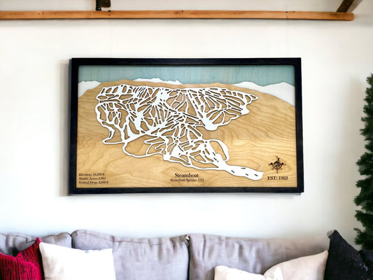 Steamboat Ski Resort Wooden Trail Map