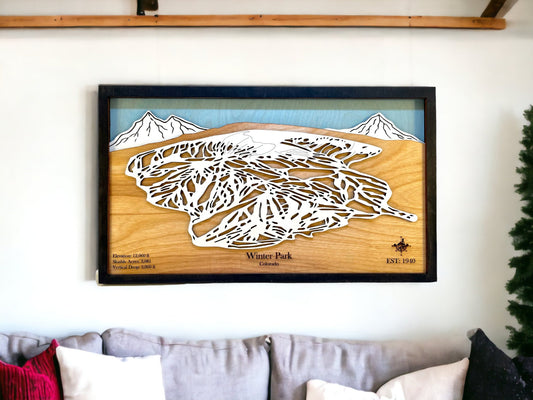 Winter Park Ski Resort Wooden Trail Map