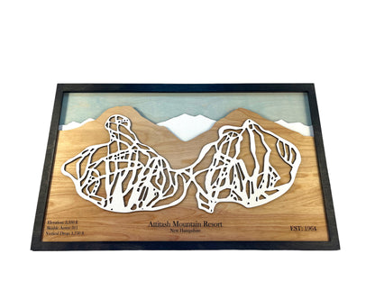 Attitash Mountain Resort Wooden Trail Map