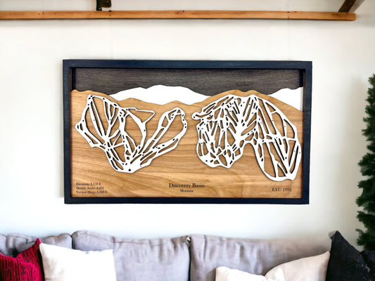 Discovery Ski Area Wooden Trail Map