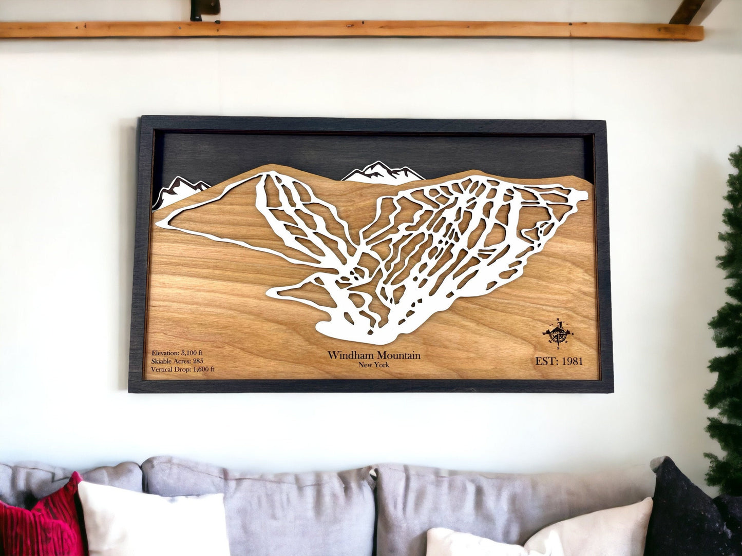 Windham Mountain Wooden Trail Map