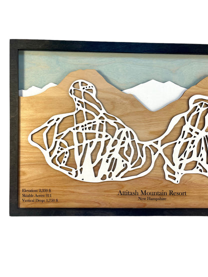 Attitash Mountain Resort Wooden Trail Map